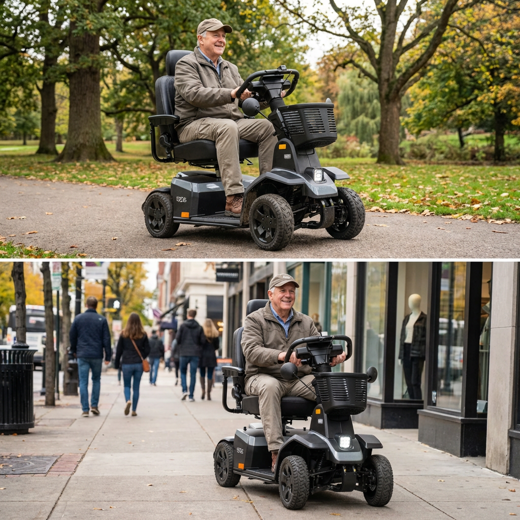 CX-4 Elektromobil von Pride Mobility im Outdoor-Einsatz